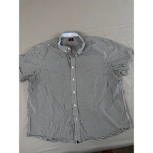 UNTUCKit Shirt XXXLC Men's‎ Black White Short Sleeve Button Up Gingham Checkered